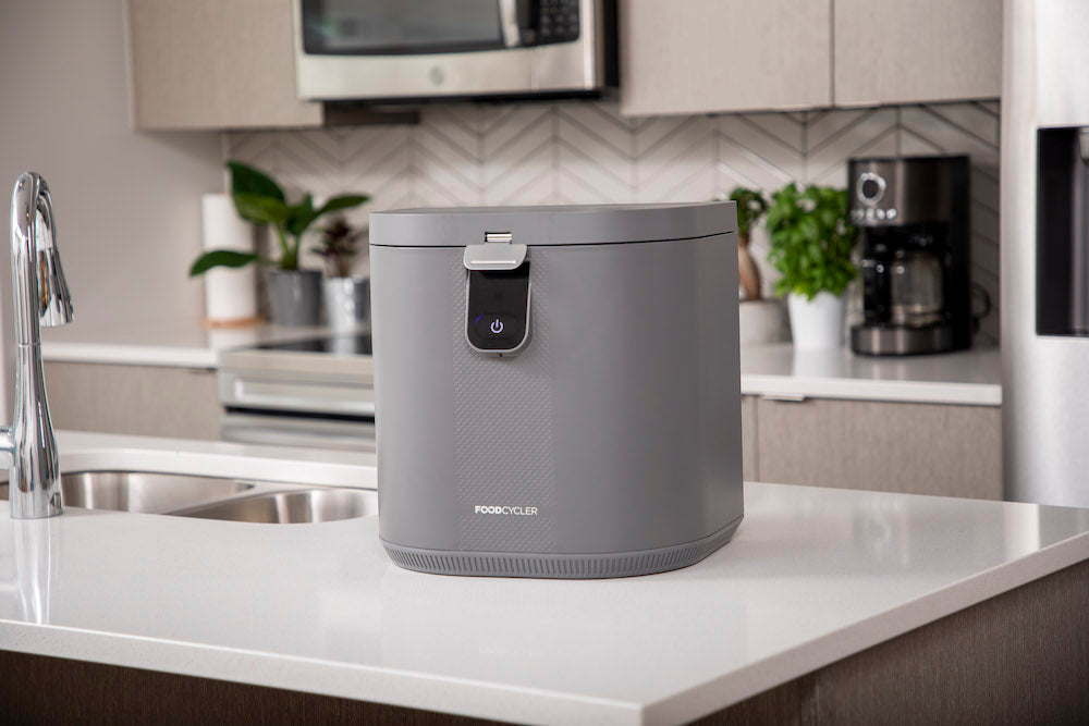 FoodCycler Eco 5 - Grey | On a Kitchen Island next to a sink